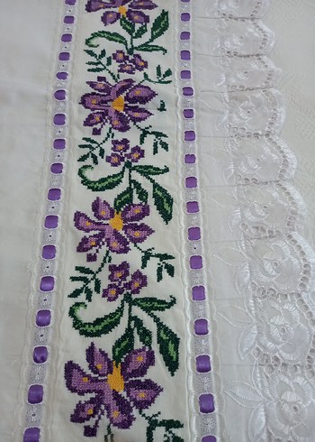 Kanaviçe işlemeli Pike takımı - Görsel 5