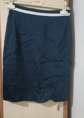 Lacivert Denim Kalem Etek Midi Boy