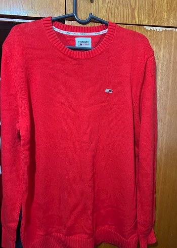 Tommy Hilfiger Kirmizi Bisiklet Yaka Triko Kazak