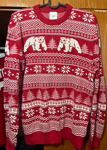 H&M Kizil Kirmizi Kuzey Kutuplu Kis Kazak