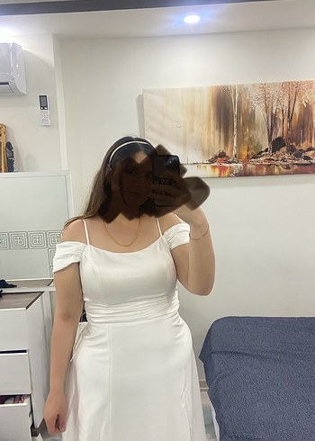 Beyaz Uzun Straplez Gelinlik - Görsel 6