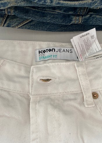 32 Beden Beyaz Rahat Kesim Midi Kot Pantolon