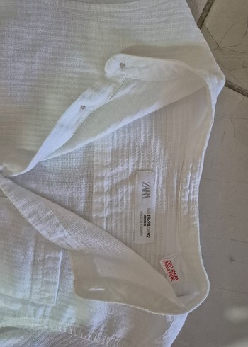 Zara marka Erkek Çocuk Beyaz Keten Gömlek - Görsel 3