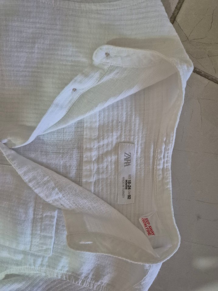 Zara marka Erkek Çocuk Beyaz Keten Gömlek - Görsel 3