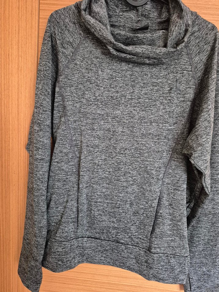 Gri Kadın Yüksek Yakalı Triko Sweatshirt - Görsel 2