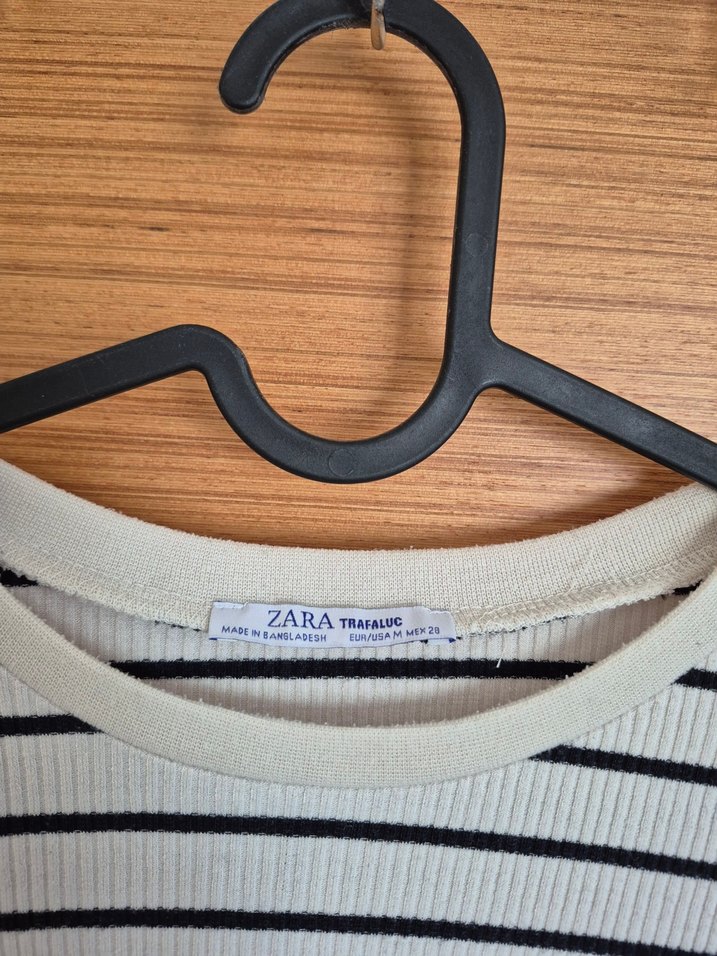 Çizgili Kısa Kollu Pamuklu Kadın Tişört - Görsel 2