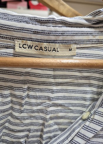 Gri Çizgili Keten  Elbise - Görsel 3