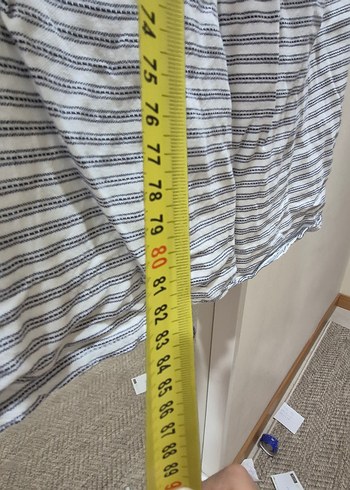 Gri Çizgili Keten  Elbise - Görsel 5