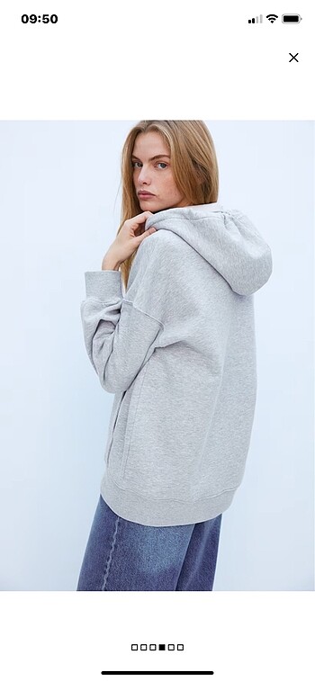 m Beden gri Renk H&M kapüşonlu fermuarlı hırka sweatshirt
