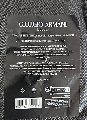  Beden kırmızı Renk GIORGIO ARMANI MAKE UP POUCH