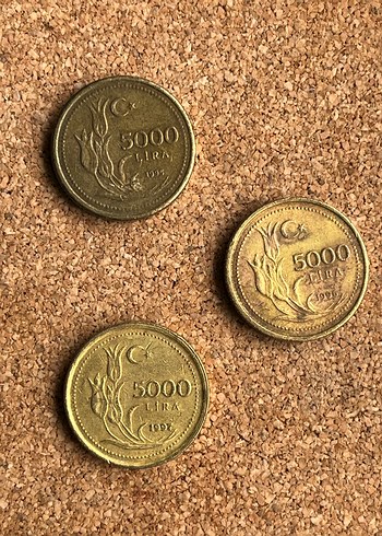 Kolleksiyon 5000 Lira pirinç madeni para