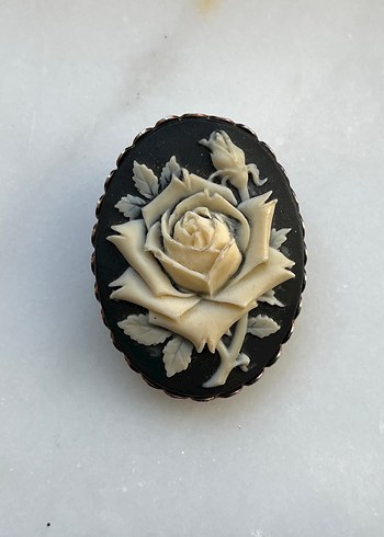 Beden Vintage Fransız Cameo Gül Broş