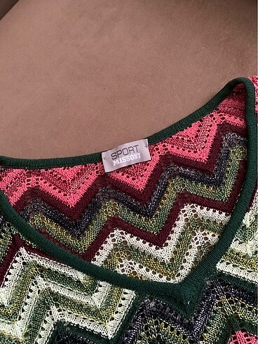 s Beden çeşitli Renk Orijinal Missoni Zigzag Crochet Bluz(S)