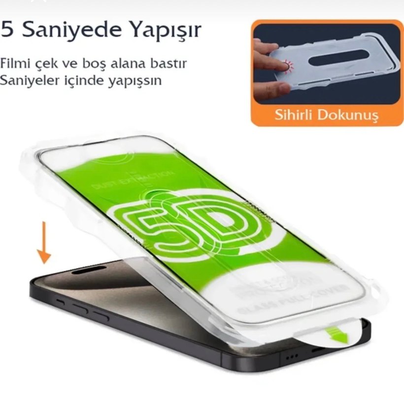 Iphone 15 Pro Max 5D Telefon Ekran Koruyucu - Görsel 3