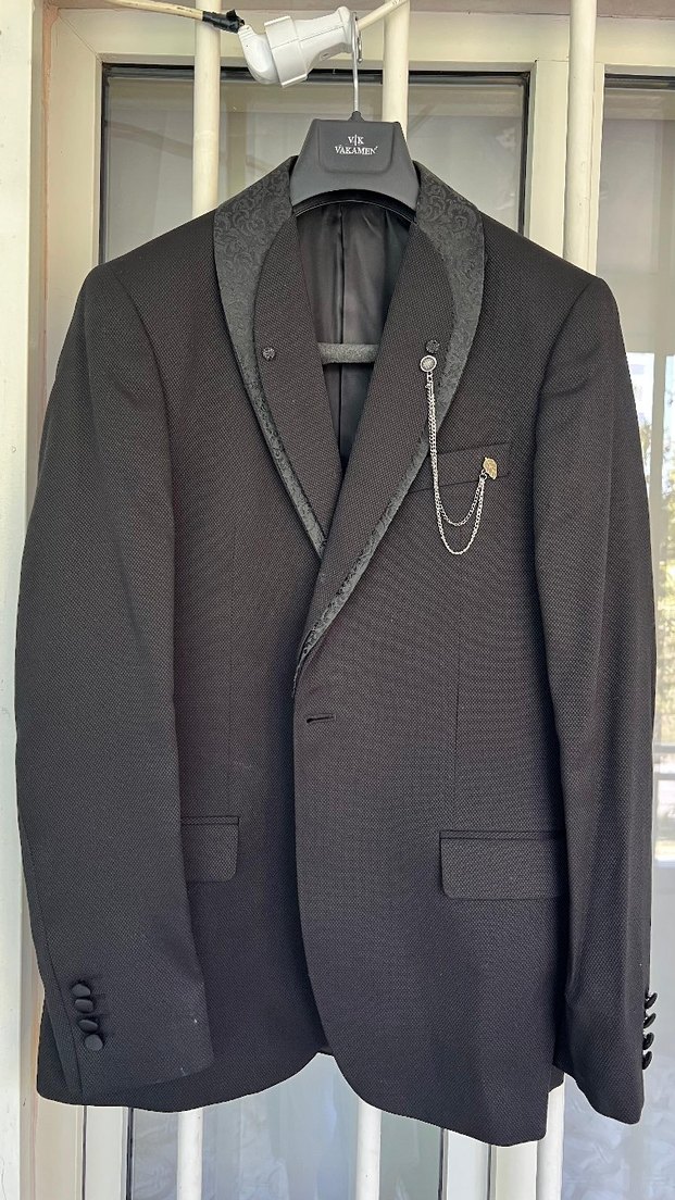 Fermuarlı Siyah Biker Stil Tuxedo - Görsel 2