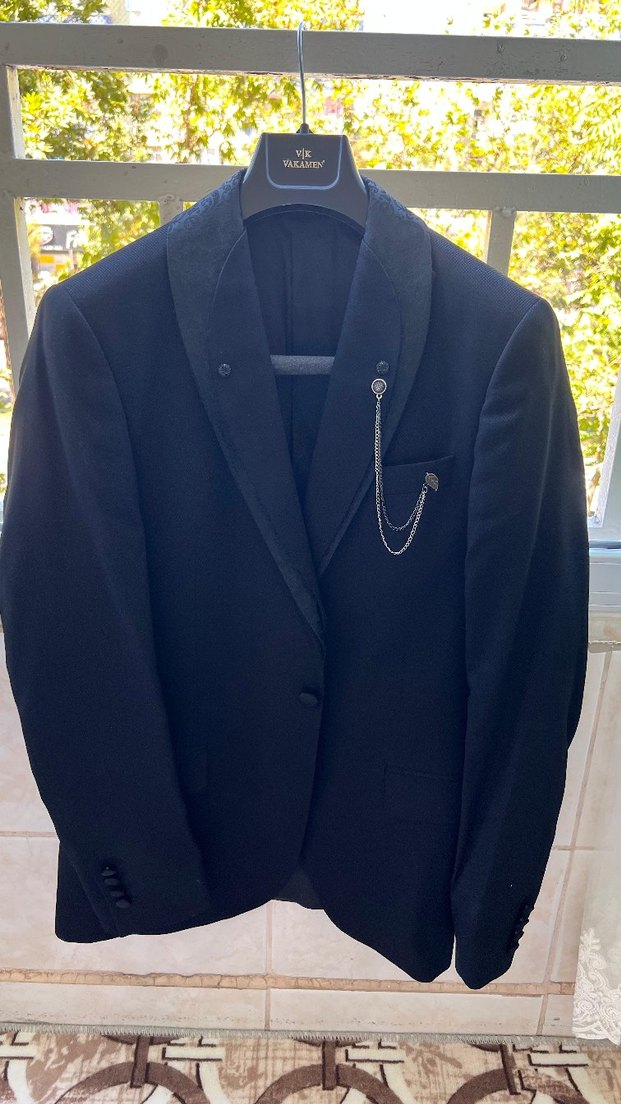 Fermuarlı Siyah Biker Stil Tuxedo - Görsel 3