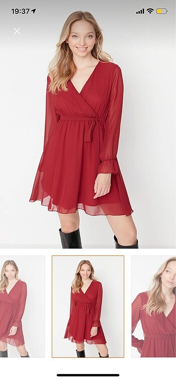 trendyolmilla bordo elbise