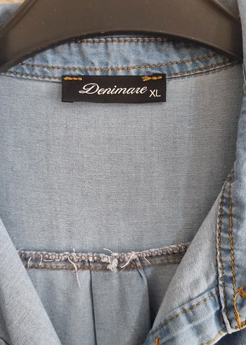 xl Beden mavi Renk Kemerli Mavi Denim Midi Elbise