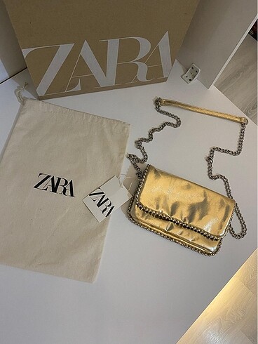 zara gold çanta