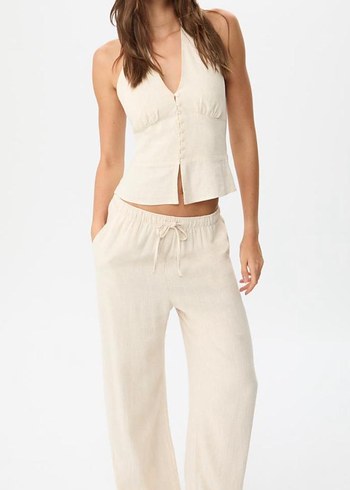 Stradivarius Stradivarius Keten Pantolon Bej