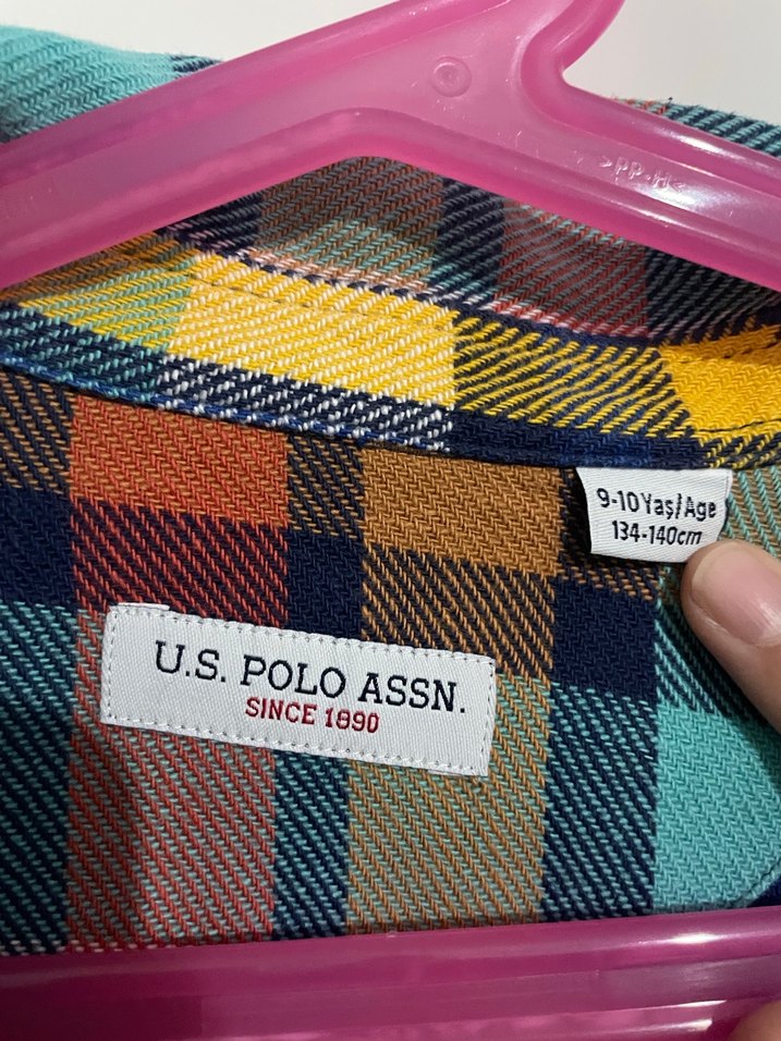 unisex Çocuk Çok Renkli Uzun Kollu Gömlek 9-10 yqş us polo - Görsel 3