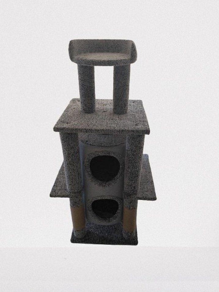 Gri Çok Katlı Kedi Tırmalama ve Oyun Evi - Görsel 4