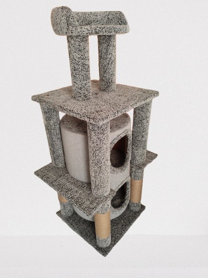 Gri Çok Katlı Kedi Tırmalama ve Oyun Evi - Görsel 3