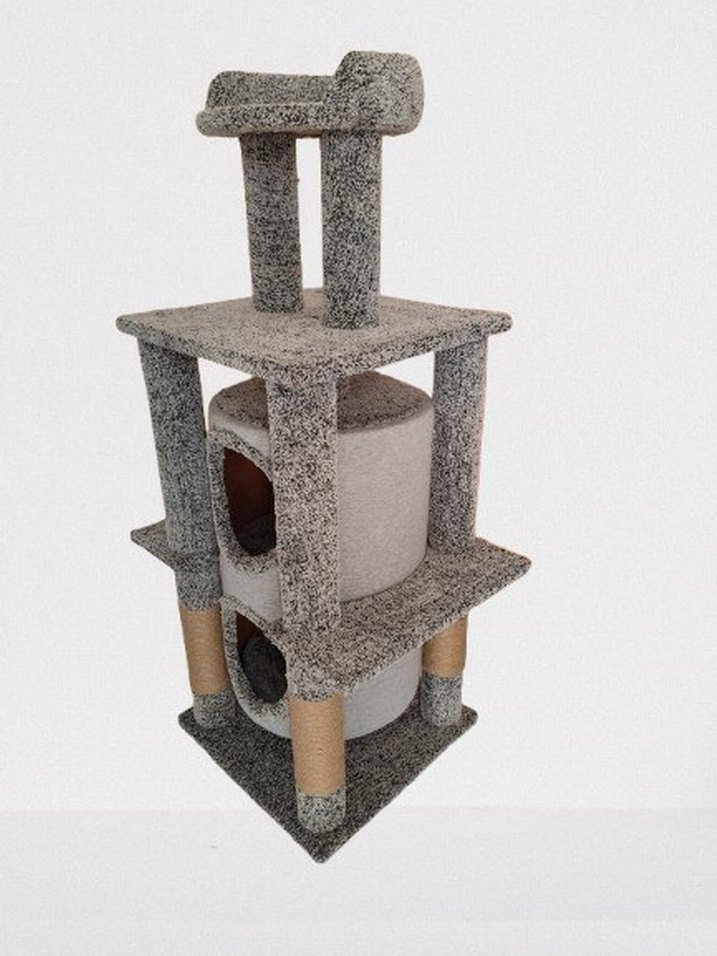 Gri Çok Katlı Kedi Tırmalama ve Oyun Evi - Görsel 2