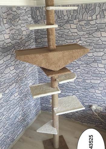 Gri ve Kahverengi Kedi Tırmalama ve Tırmanma Ağacı - Görsel 4