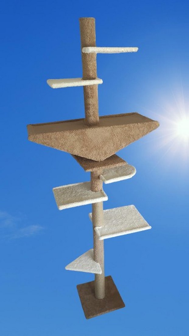 Gri ve Kahverengi Kedi Tırmalama ve Tırmanma Ağacı - Görsel 2