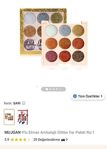 Beden Renk Mujgan Glitter Diamond Far Paleti 2sini de beraber satıyorum bil