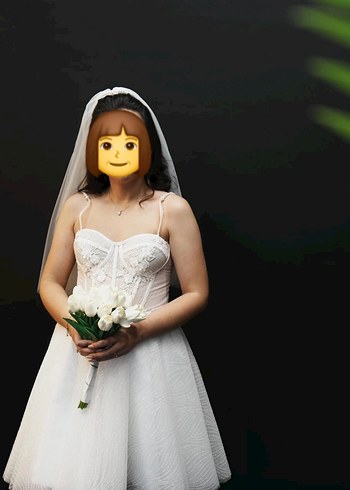 Beyaz Mini Straplez Gelinlik - Görsel 3