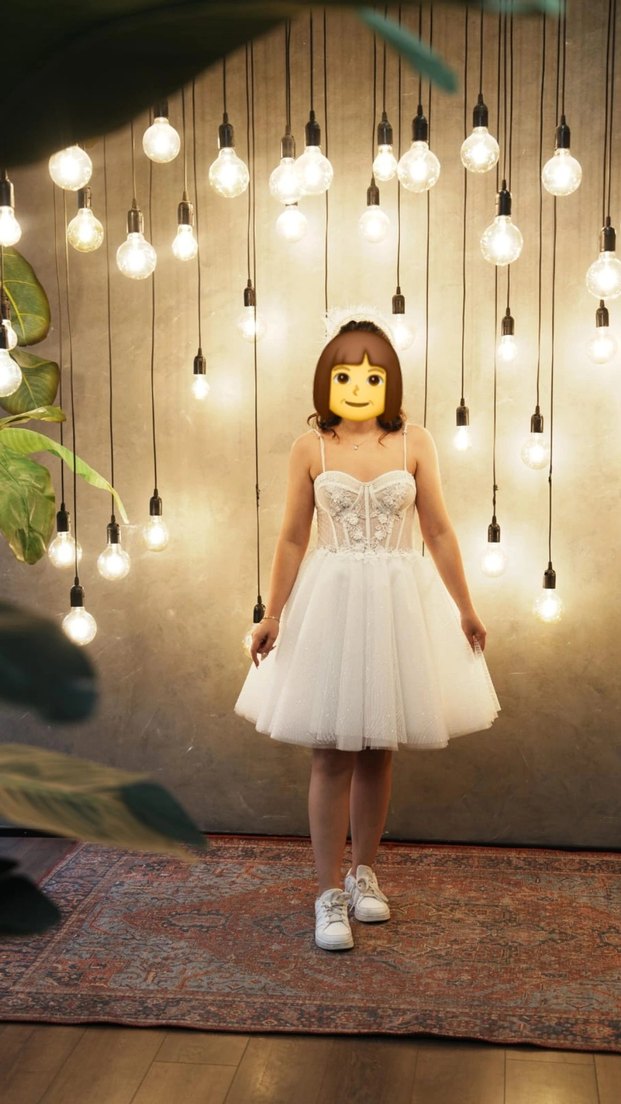 Beyaz Mini Straplez Gelinlik - Görsel 4