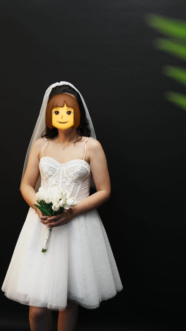 Beyaz Mini Straplez Gelinlik - Görsel 3