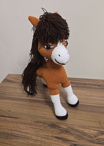 Kahverengi Örme At Peluş Oyuncak - Görsel 4