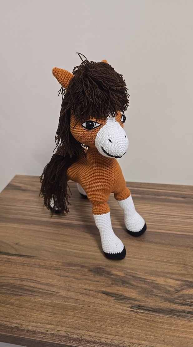 Kahverengi Örme At Peluş Oyuncak - Görsel 4