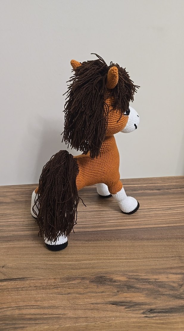 Kahverengi Örme At Peluş Oyuncak - Görsel 3