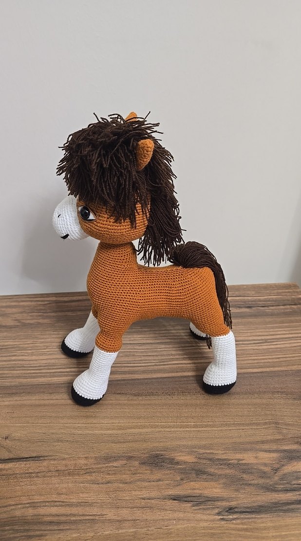 Kahverengi Örme At Peluş Oyuncak - Görsel 2