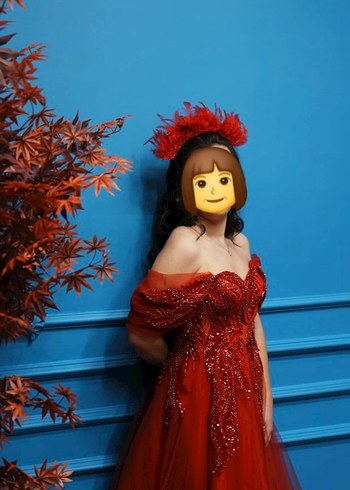 Kırmızı Nişan/Kına Abiye Elbisesi  1 Kez Giyildi - Görsel 2