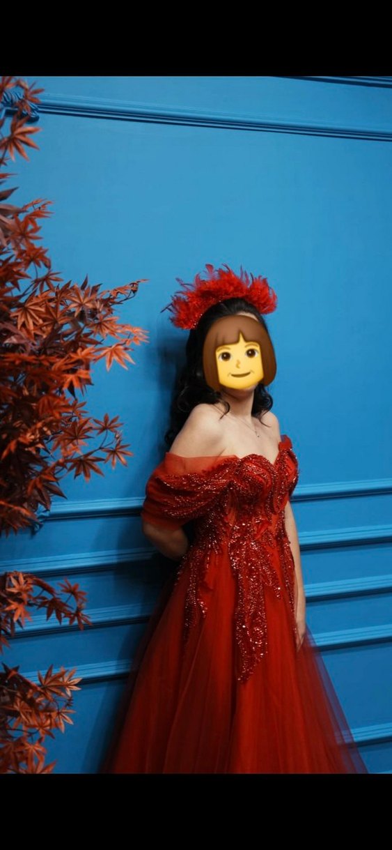 Kırmızı Nişan/Kına Abiye Elbisesi  1 Kez Giyildi - Görsel 2