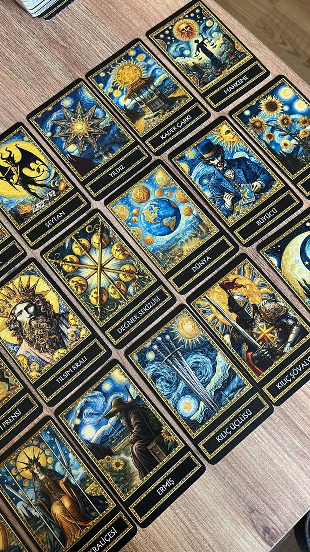 Van Gogh Yıldızlı Gece Temalı Tarot Destesi - Görsel 3