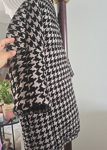 Koton Kazayağı Desenli Uzun Kaban - Görsel 5