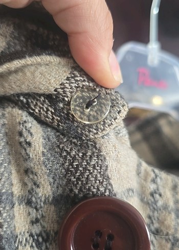 Ekoseli Çift Düğmeli Kaban - Görsel 7