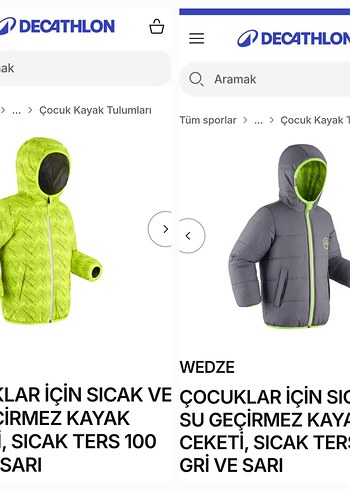WEDZE ÇOCUK SU GEÇİRMEZ KAYAK MONTU Çift Taraflı Sarı Gri - Görsel 8