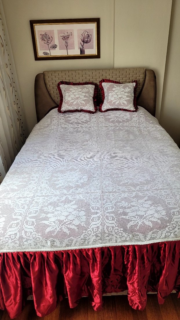 Dantel Saten Kumaşlı Yatak Örtüsü - Görsel 3