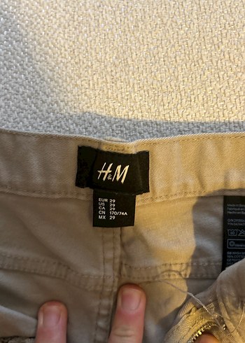 Erkek Bej Denim Kemerli Midi Şort - Görsel 4