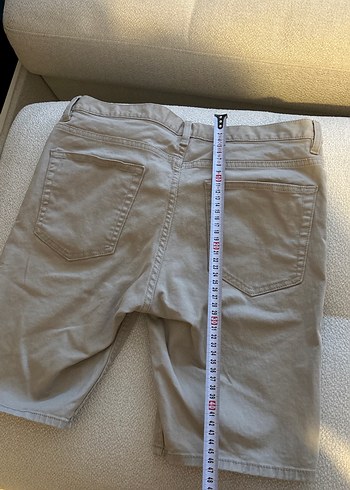 Erkek Bej Denim Kemerli Midi Şort - Görsel 2