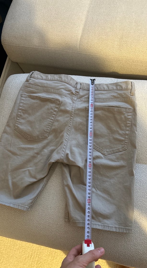 Erkek Bej Denim Kemerli Midi Şort - Görsel 2