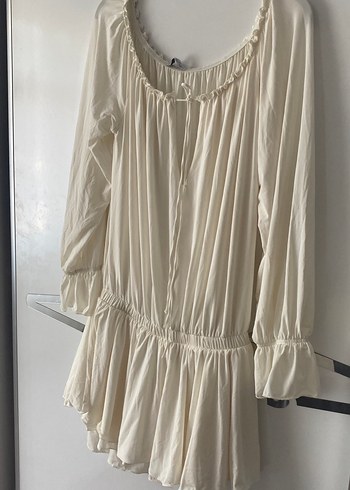 Bershka Ekru uzun kollu elbise