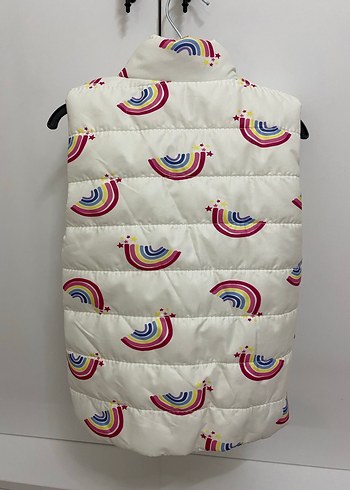 Kız Çocuk Çok Renkli Desenli Fermuarlı Yelek - Görsel 7